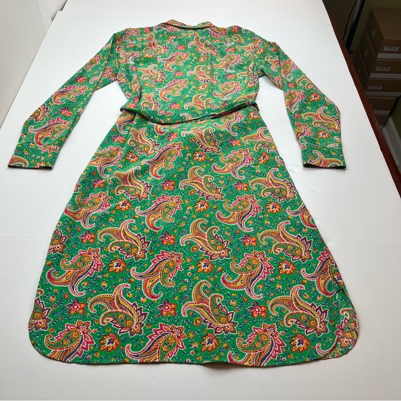 Lauren Ralph Lauren Multicolor Kelly Green Paisley 100% Silk Unlined Dress SZ 10 - Picture 11 of 11